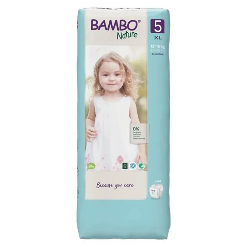 Bambo Nature Scutece Xl-S mărimea 5 de la 14 la 18 kg x44 — preț și oferte