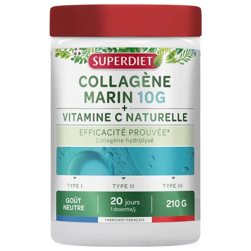 Superdiet Colagen marin 10g + Vitamina C naturală aromă neutră 210g — preț și oferte