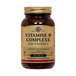 Solgar Vitamin B Complex with Vitamin C Complex avec Vitamine C Vitalité Sommeil 100 comprimate