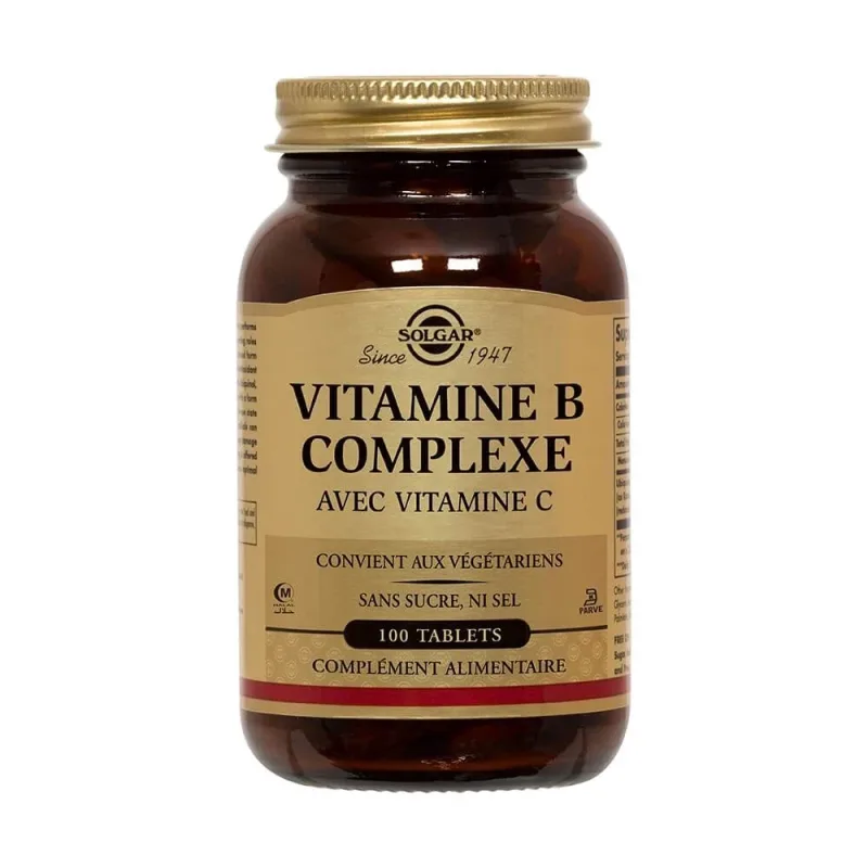 Solgar Vitamin B Complex with Vitamin C Complex avec Vitamine C Vitalité Sommeil 100 comprimate — preț și oferte