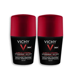Deodorant Roll-on Antiperspirant Anti-Miros 96h, pentru bărbați, 2 x 50 ml, Vichy