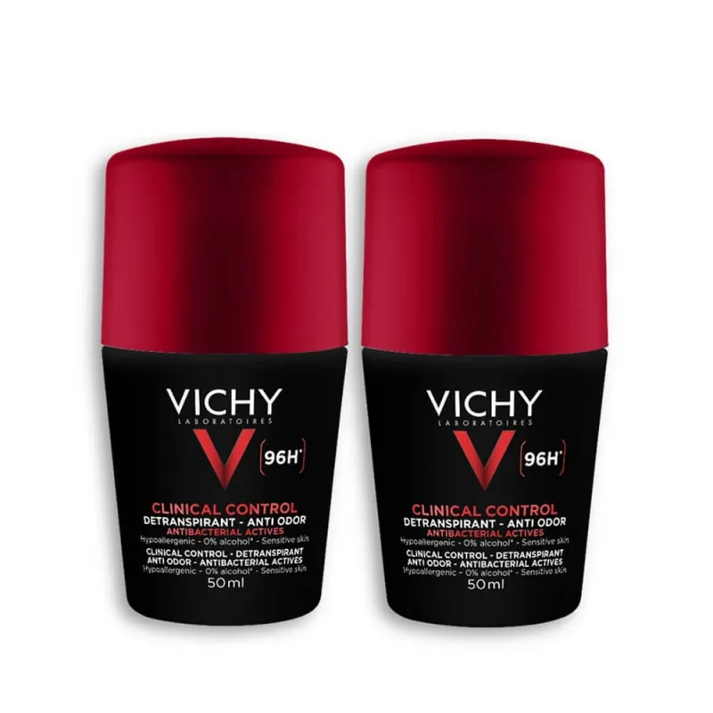 Deodorant Roll-on Antiperspirant Anti-Miros 96h, pentru bărbați, 2 x 50 ml, Vichy — preț și oferte