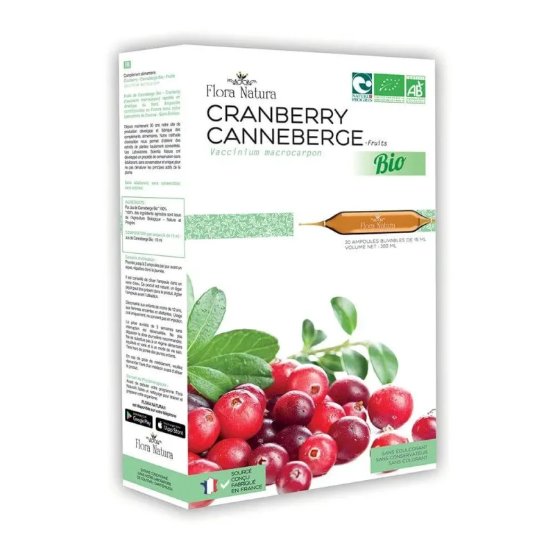 Flora Natura Organic Canneberge 20 fiole — preț și oferte