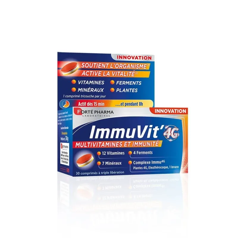 Forté Pharma ImmuVit'4G Vitamine, minerale și fermenți pentru imunitatea adulților 30 de comprimate tri-stratificate — preț și oferte