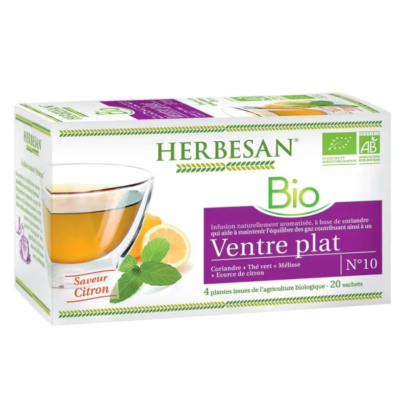 Herbesan Infuzie organică de coriandru pentru un abdomen plat Aroma de lămâie 20 pliculețe — preț și oferte