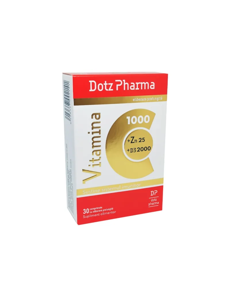 Vitamina C 1000mg Zn 25mg D3 2000UI, 30 comprimate, Dotz Pharma — preț și oferte