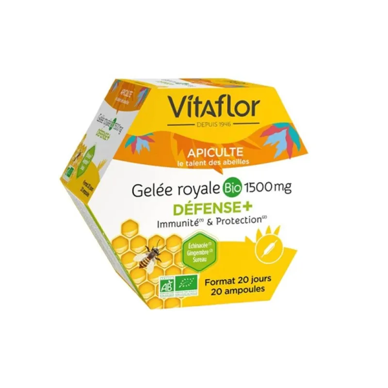 Vitaflor Organic Royal Jelly 20 flacoane Defense+ 1500 mg — preț și oferte