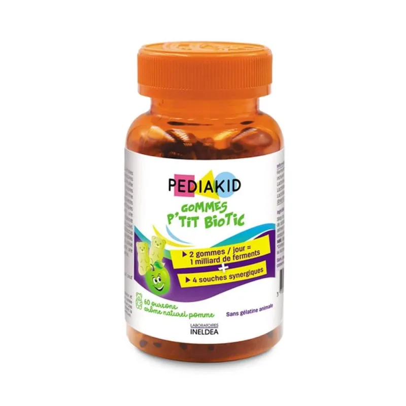 Pediakid Gommes P'tit Biotic, aromă de măr, 60 de jeleuri, Ineldea — preț și oferte