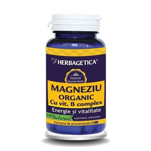 Magneziu organic cu vitamina B complex, 120 capsule, Herbagetica — preț și oferte