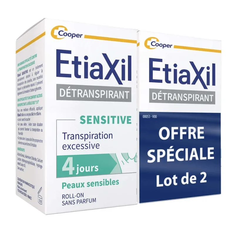 Etiaxil Detraspirant Tratament împotriva transpirației excesive a axilei cu roll-on Piele sensibilă 2x15ml — preț și oferte