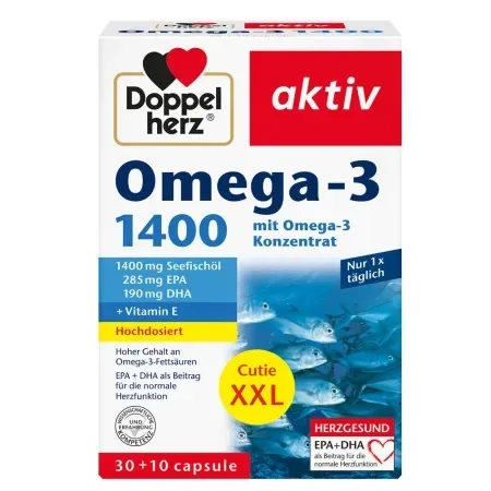 Omega 3 1400mg XXL Doppelherz, 40 capsule (30 + 10 gratis) Cutie X.X.L. — preț și oferte