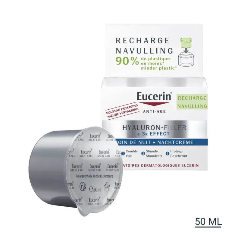 Eucerin Hyaluron-Filler + 3x Effect Refill îngrijire de noapte anti-îmbătrânire 50ml — preț și oferte