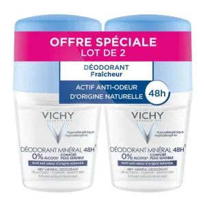 Vichy Deodorant Minéral 48h Roll-on Piele sensibilă sau epilată 2x50ml
