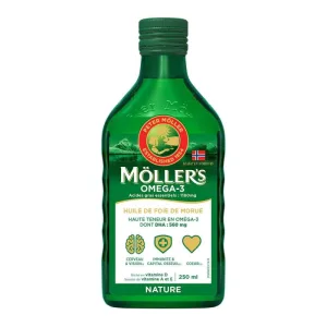 Ulei de ficat de cod cu Omega-3, fără aromă, 250 ml, Möller’s