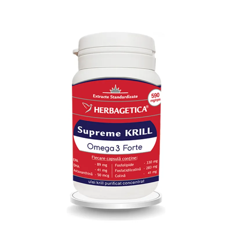Supreme krill omega 3 forte, 30 capsule, Herbagetica — preț și oferte