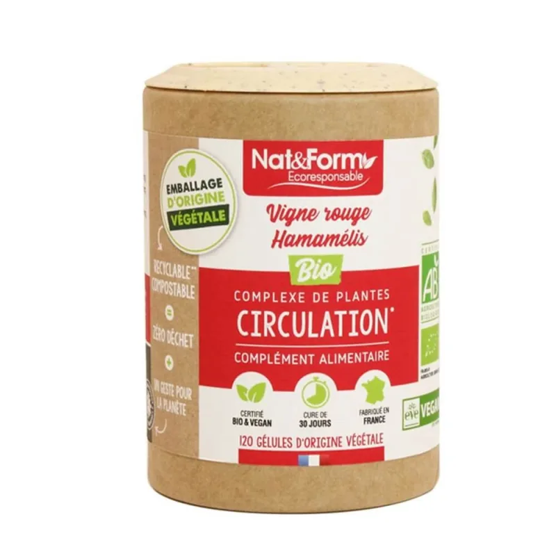 Nat&Form Circulație - Viță de vie roșie/Hamamelis bio 120 capsule vegetariene — preț și oferte