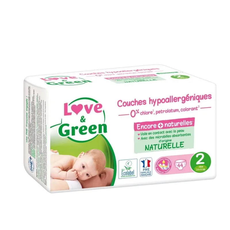 Love&Green Scutece hipoalergenice mărimea 2 de la 3 la 6 kg x44 — preț și oferte
