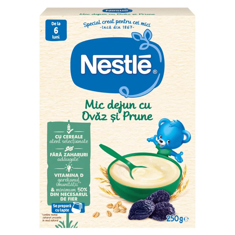 Nestle Ovaz si Prune, 250g – Mic dejun pentru bebelusi 6+ luni — preț și oferte