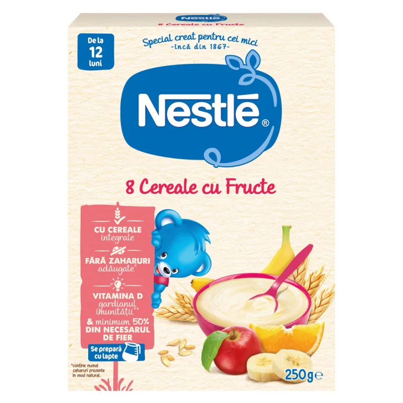 Nestle 8 Cereale cu Fructe, 250g – Pentru copii 12+ luni — preț și oferte
