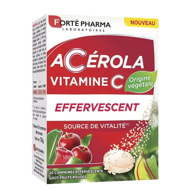 Forté Pharma Acerola vitamina C aromă de fructe roșii 20 comprimate — preț și oferte