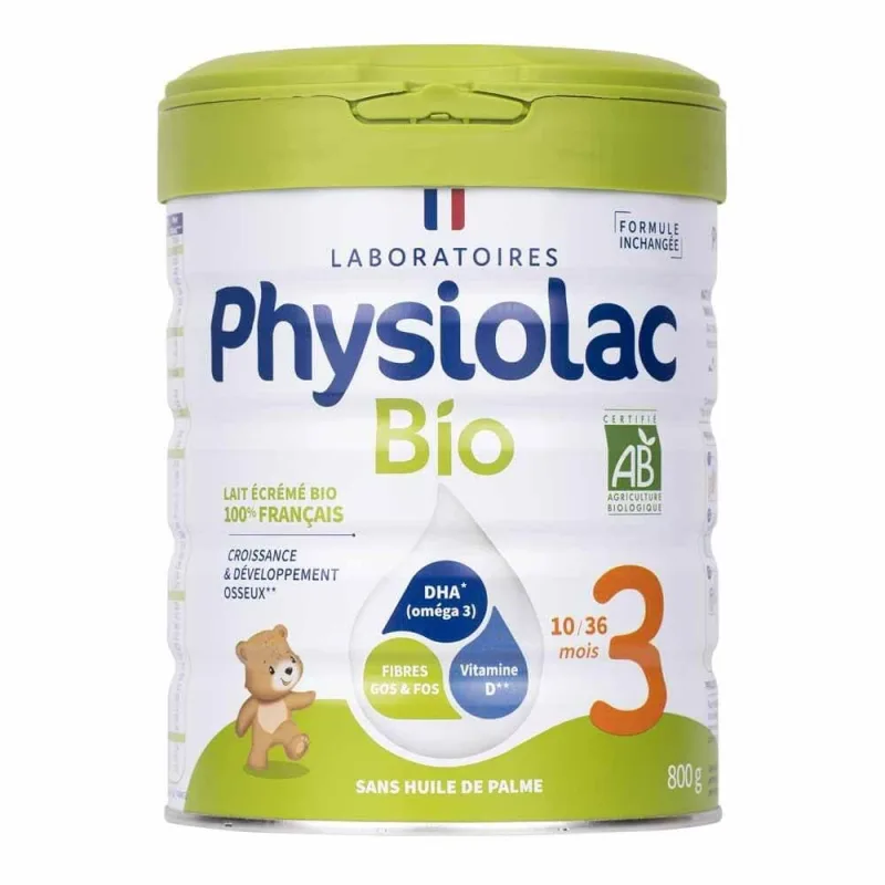 Physiolac Lapte praf organic Croissance 3, 800g — preț și oferte