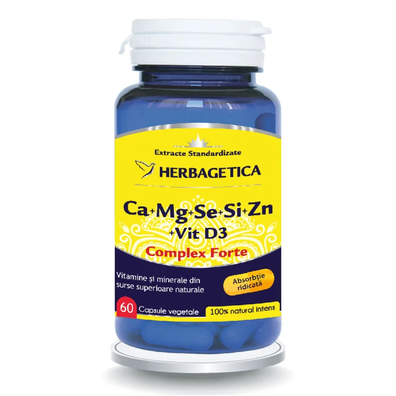Ca+Mg+Se+Zn organice cu D3, 60 capsule, Herbagetica — preț și oferte