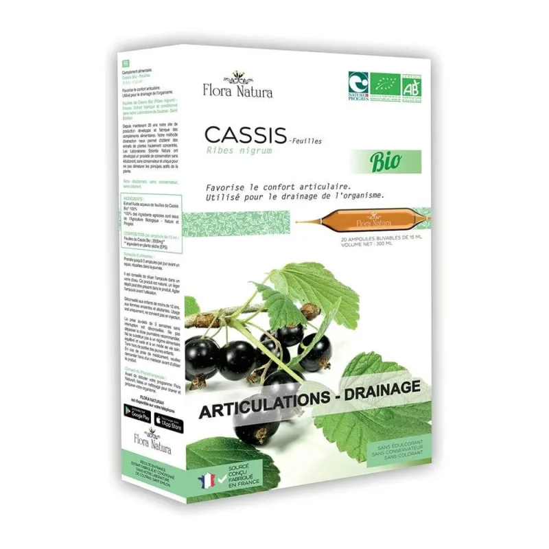 Flora Natura Organic Blackcurrant Articulații și drenaj 20 fiole — preț și oferte