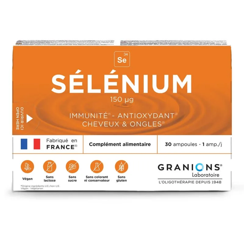 Granions Oligo Selenium 200µg Păr, unghii, imunitate 30 fiole — preț și oferte