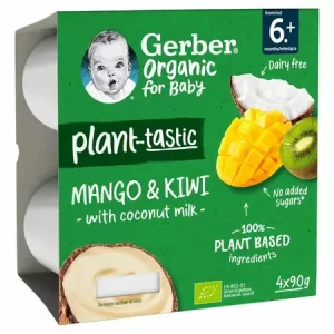 Desert bio mango, kiwi si cocos +6 luni, 4x90g, Gerber