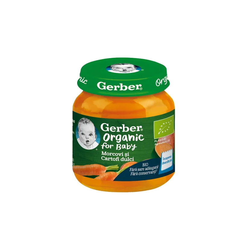 Gerber Morcovi si Cartofi Dulci bio – 125 g, NESTLE — preț și oferte