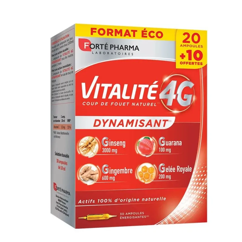 Forté Pharma Vitalité 4G Vitalite Energising 30 flacoane 20 + 10 fiole oferite — preț și oferte