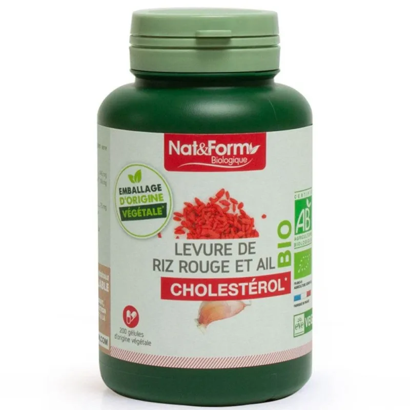 Nat&Form Organic Red Rice și drojdie de usturoi colesterol 200 capsule — preț și oferte