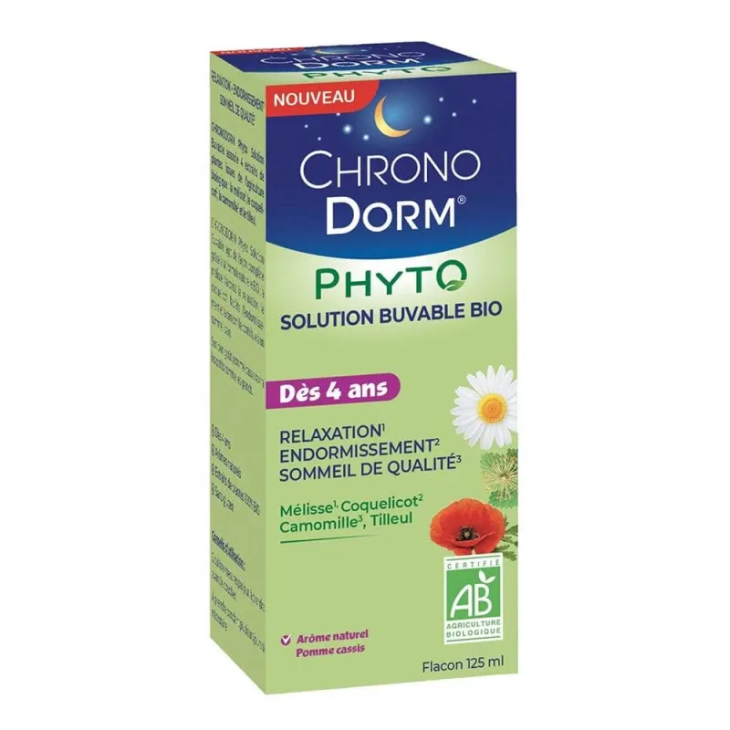 Chronodorm Phyto Organic Drink Solution Coacăz negru și aromă de mere 125 ml — preț și oferte