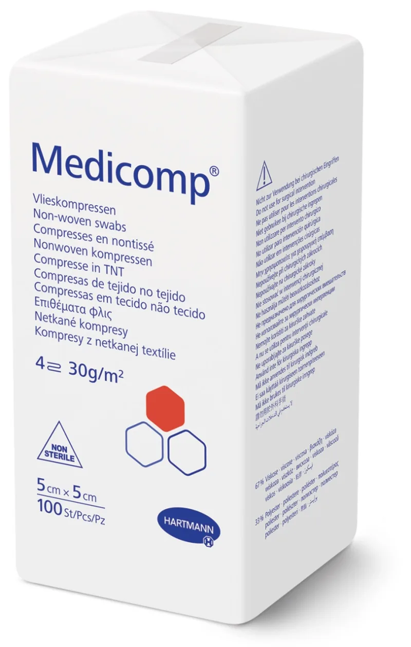 Hartmann Medicomp Extra – Comprese netesute 5x5 cm, 4 straturi, 100 bucati — preț și oferte