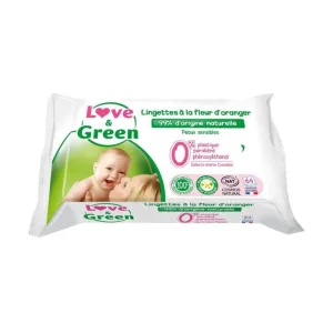 Șervețele pentru bebeluși Love&Green Orange Blossom pentru piele sensibilă x64