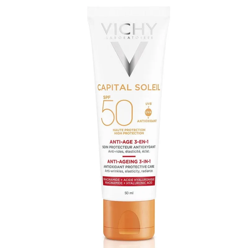 Vichy Ideal Soleil Tratament antiîmbătrânire antioxidant 3 în 1 Sp50+ 50ml — preț și oferte