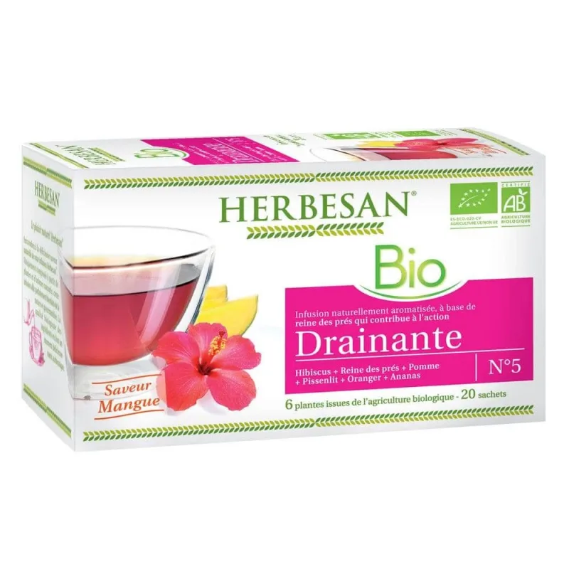 Herbesan Infuzie organică de drenaj Reines Taste Mango 20 pliculețe — preț și oferte