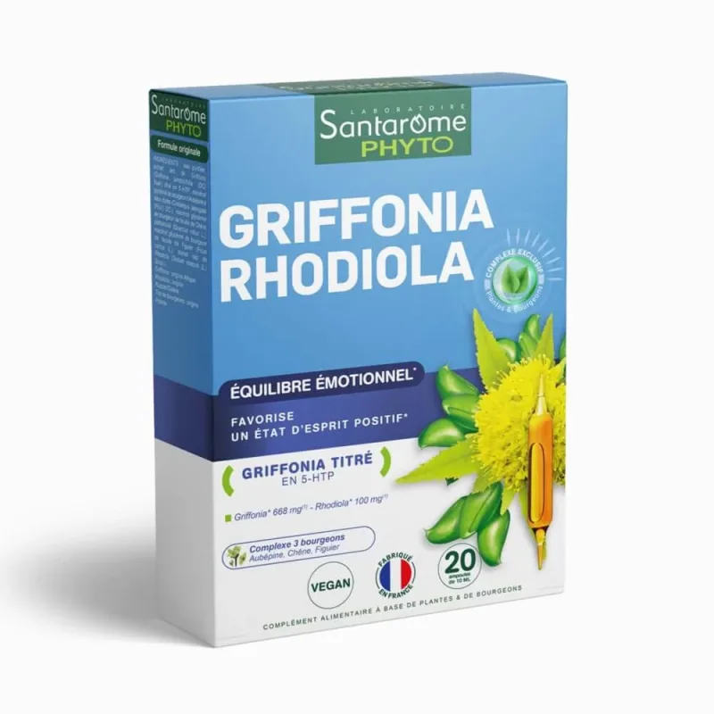 Santarome Griffonia Rhodiola Echilibru emoțional 20 flacoane — preț și oferte