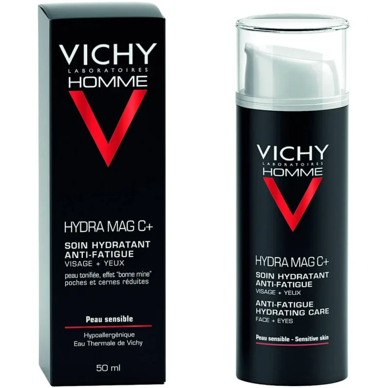 Vichy Homme Anti-fatigue Moisturising Treatment Face and Eyes Hydra Mag C+ Sensitive Skin 50ml — preț și oferte