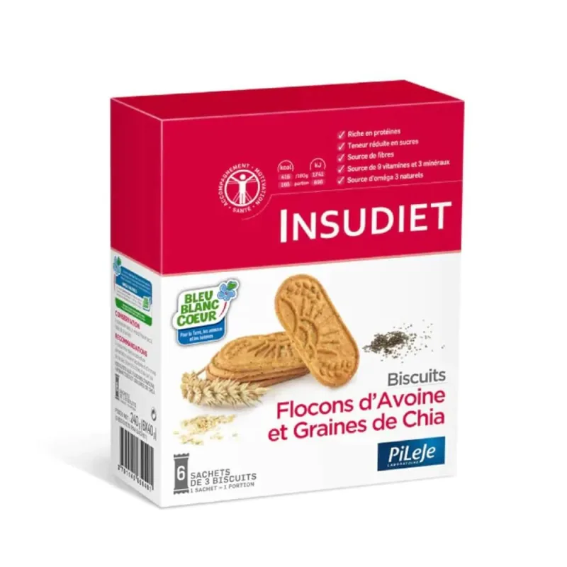 Insudiet Biscuiți cu fulgi de ovăz și semințe de chia 6 pungi — preț și oferte