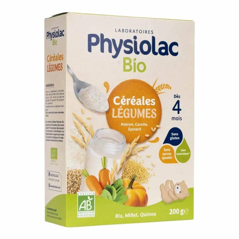 Physiolac Organic Cereale Legume Dovlecei Morcovi Spanac De la 4 luni 200g — preț și oferte