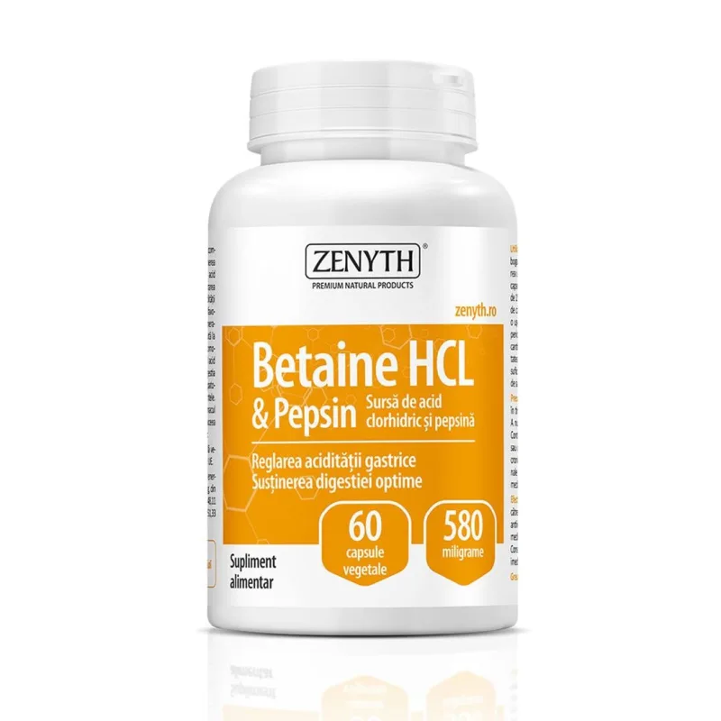 Betain HCL & Pepsin, 580 mg,  60 capsule, Zenyth ZENYTH PHARMACEUTICALS SRL — preț și oferte