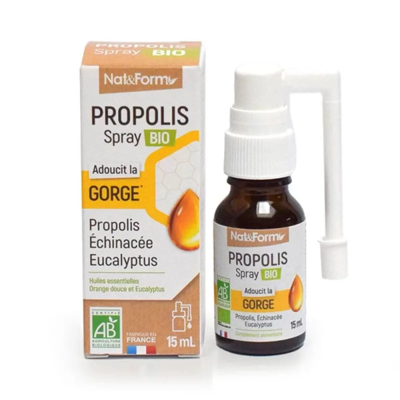 Nat&Form Spray cu propolis organic calmează gâtul 15ml — preț și oferte