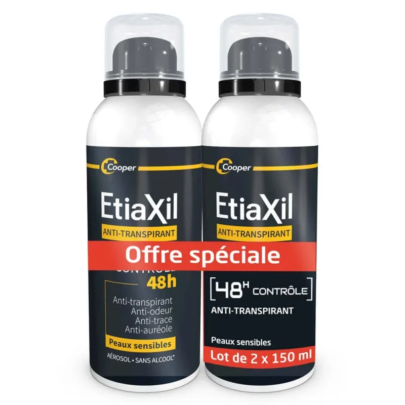Etiaxil Spray antiperspirant pentru bărbați 48 de ore fără aluminiu Peaux Sensibles 2x150ml — preț și oferte