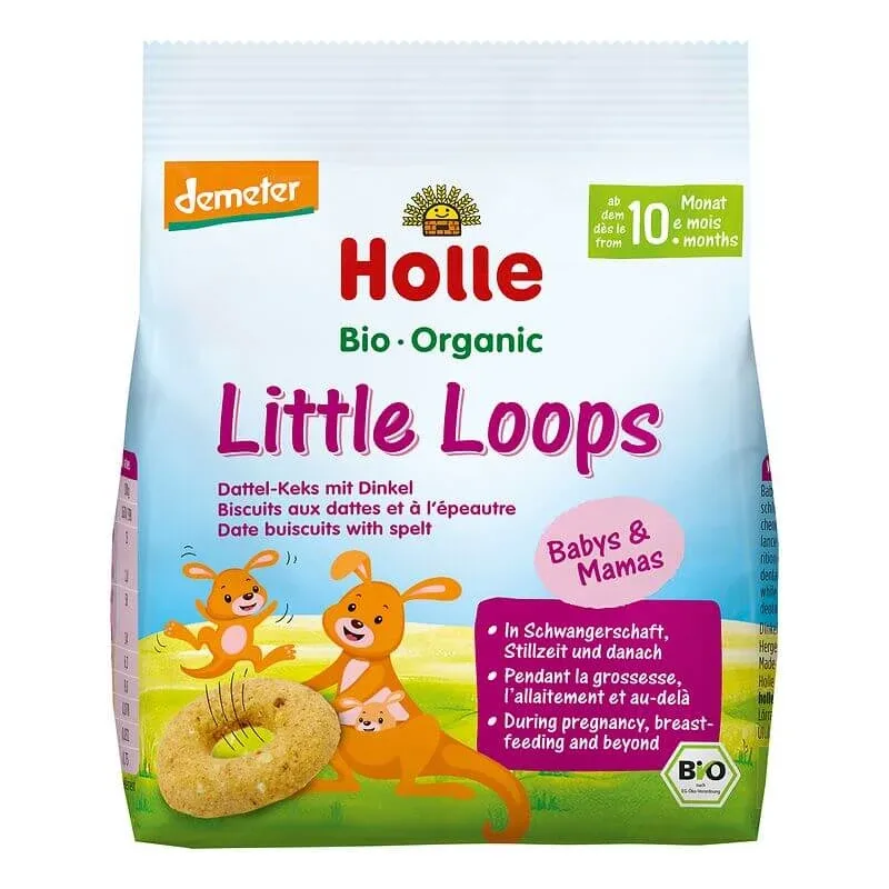 Biscuiti din spelta si curmale Bio Little Loops, 80 g, Holle Holle Baby — preț și oferte