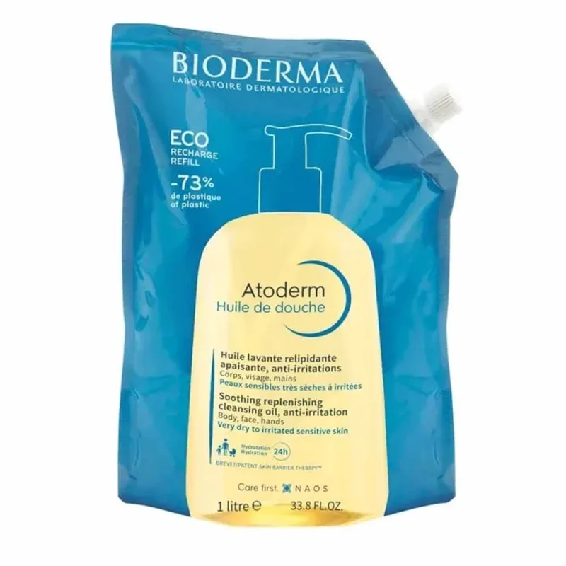 Ulei de duș Atoderm Eco-Refill, ten uscat și foarte uscat, 1 litru, Bioderma  — preț și oferte