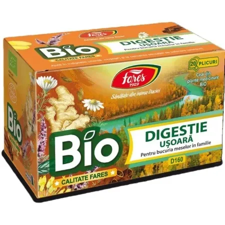 Ceai Bio Digestie Usoara, 20 plicuri, Fares — preț și oferte