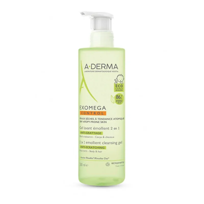 A-Derma Exomega Control Gel de curățare emolient pentru corp și păr 500ml — preț și oferte