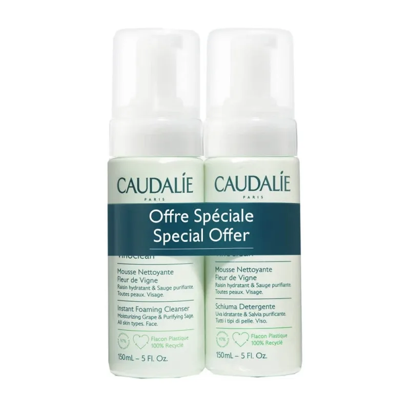Caudalie Vinoclean Spumă de curățare facială 2x150ml — preț și oferte