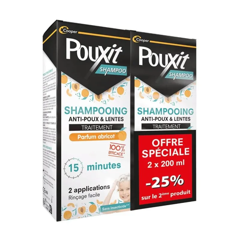 Șampon Pouxit pentru tratarea păduchilor și a unghiilor Parfum de caise 2x200ml — preț și oferte